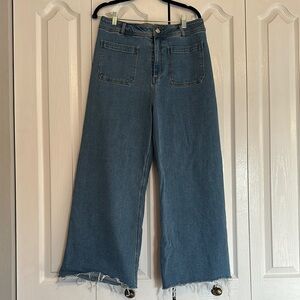 Every Wide-Leg Fringed Jeans